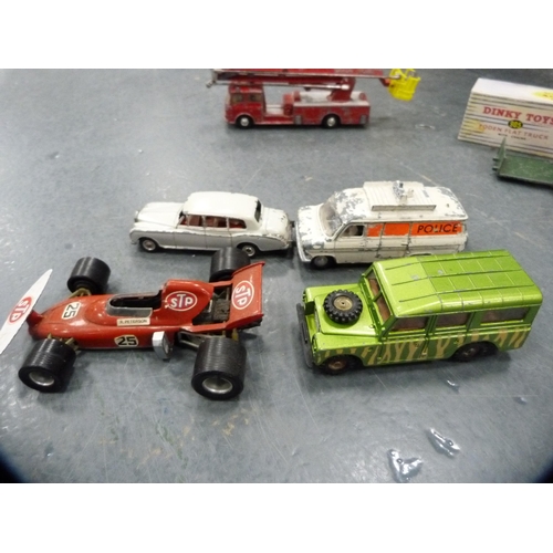 164 - Collection of diecast models to include Dinky, boxed Foden 905 flat truck, Landrover, ambulance, rac... 