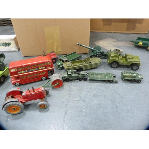 164 - Collection of diecast models to include Dinky, boxed Foden 905 flat truck, Landrover, ambulance, rac... 