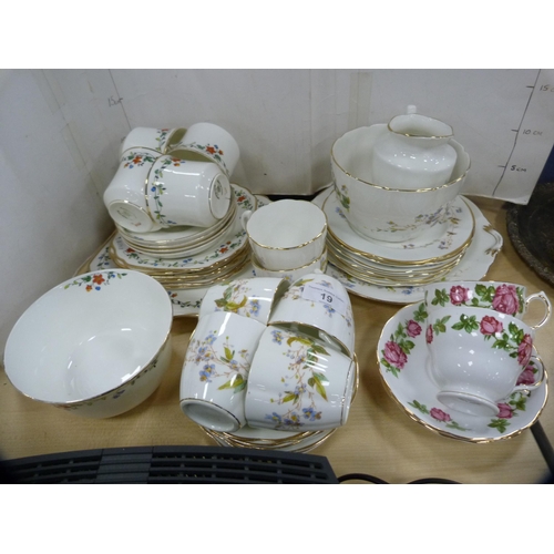 19 - Gladstone china part tea set, a floral decorated tea set and other teawares.