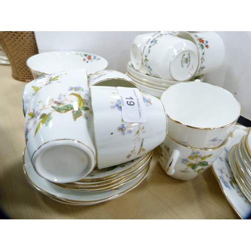 19 - Gladstone china part tea set, a floral decorated tea set and other teawares.