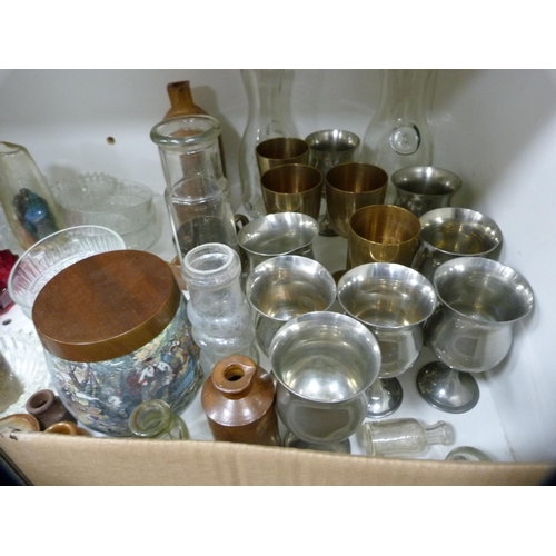 190 - Quantity of miscellaneous glassware, modern pewter goblets etc.