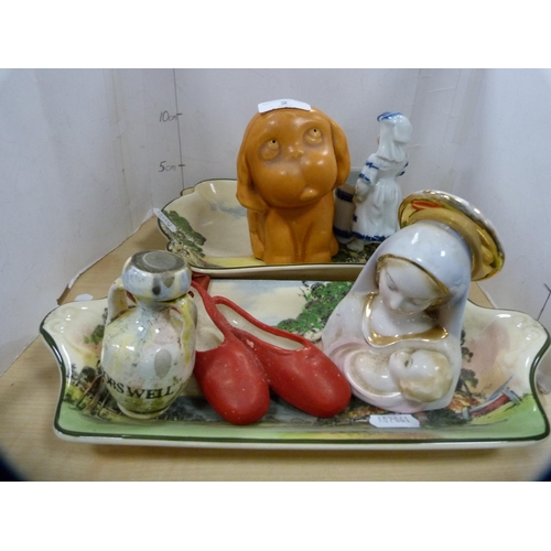 2 - Royal Doulton dish, similar plate, model dog etc.