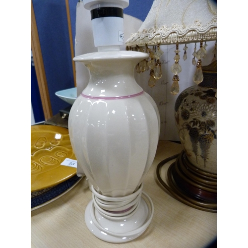 20 - Oriental-style table lamp and two other pottery lamps.