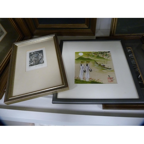 201 - Prints to include limited edition print by Sue Lewington, another by N Ward etc (one shelf).