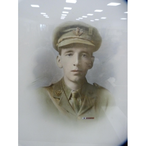 203 - Portrait of a military officer, Edwardian-style framed portrait of a gentleman and a map of Sherwood... 