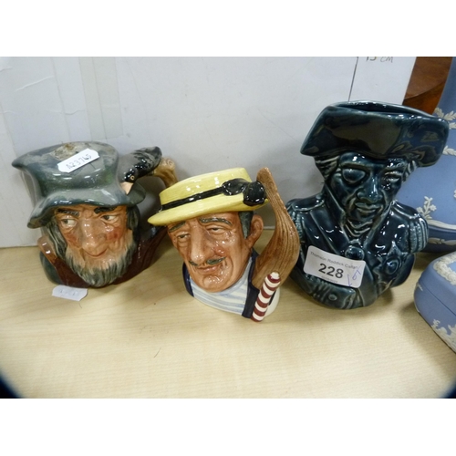 228 - Group of toby and character jugs to include Royal Doulton, Admiral Nelson toby jug etc.