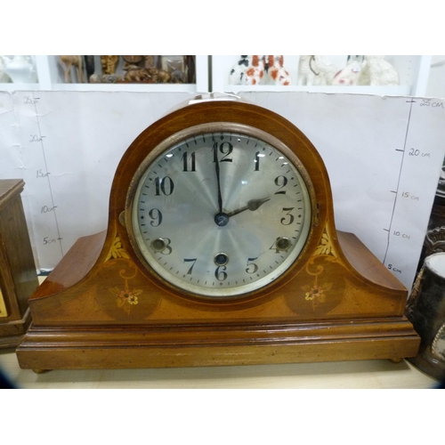 229 - Inlaid mantel clock and an Elliott mantel clock retailed by Cope of Nottingham.  (2)