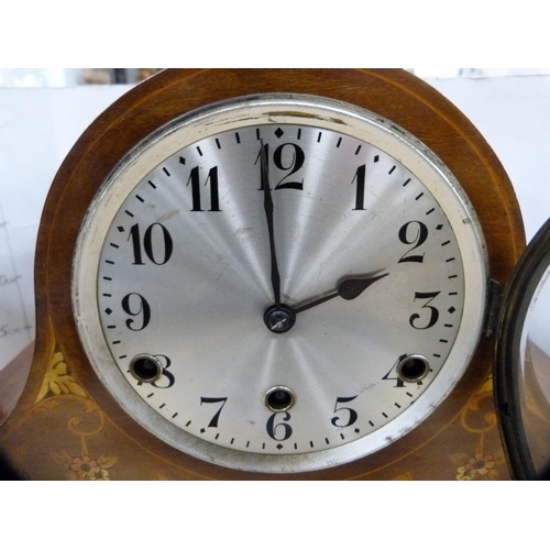 229 - Inlaid mantel clock and an Elliott mantel clock retailed by Cope of Nottingham.  (2)