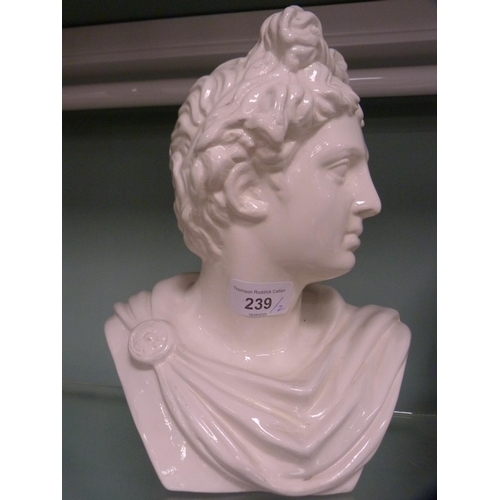 239 - Italian white ceramic bust depicting Julius Caesar and another of a classical female.  (2)