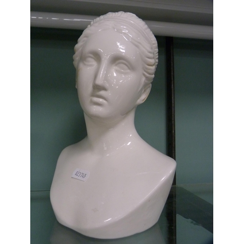 239 - Italian white ceramic bust depicting Julius Caesar and another of a classical female.  (2)