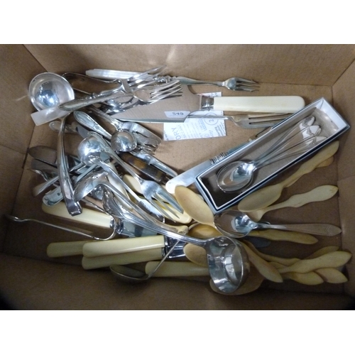 249 - Collection of mainly EP flatware to include sauce ladles, miscellaneous cutlery, teaspoons, condimen... 