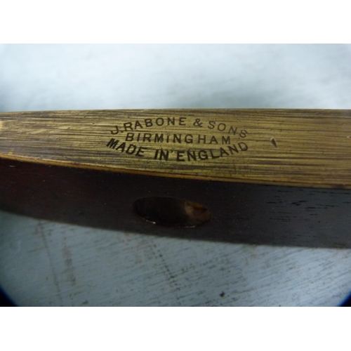 250 - Two antique mahogany and brass-bound spirit levels, one marked for J Rabone & Sons of Birmingham... 