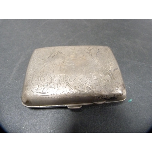 257 - Small silver cigarette case and a silver card case, 108.5g gross.