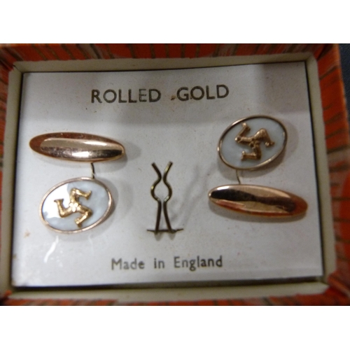 274 - Studs and cufflinks, mainly rolled gold, and a quantity of stick pins.