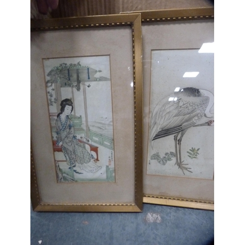 29 - Three framed oriental prints including leopards, exotic bird and other prints and pictures to includ... 