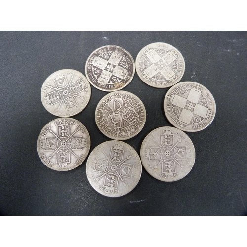 290 - Eight Victorian silver coins, 86.6g gross.