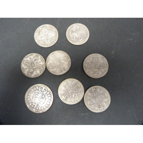 293 - Eight Victorian silver coins, 90g gross.