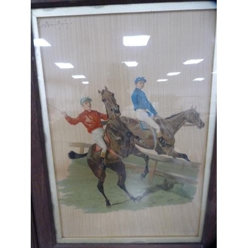 30 - Four various French equestrian framed prints.