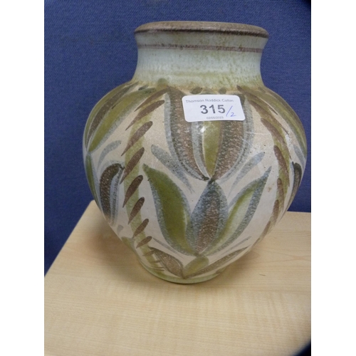 315 - Bourne Denby Glyn Colledge vase and a Carlton Ware lustre and enamel vase.  (2)