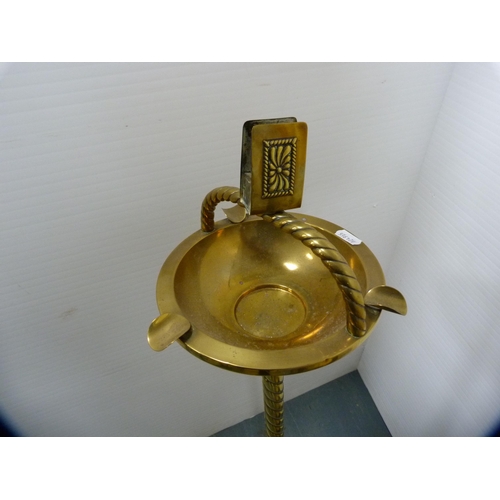 331 - Indian-style brass two-tier cake stand and a brass smoker's stand.  (2)