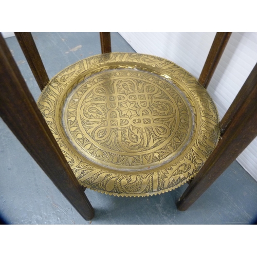 331 - Indian-style brass two-tier cake stand and a brass smoker's stand.  (2)