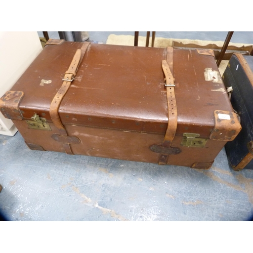 341 - Antique travel case and a similar hide suitcase.  (2)