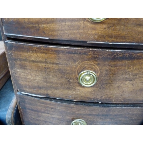 343 - 19th century mahogany bowfront chest of two short and three long drawers.