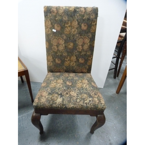 347 - Set of three Edwardian inlaid chairs and three other chairs.