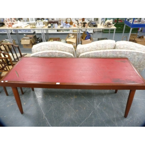 362 - Table with leather-type top.