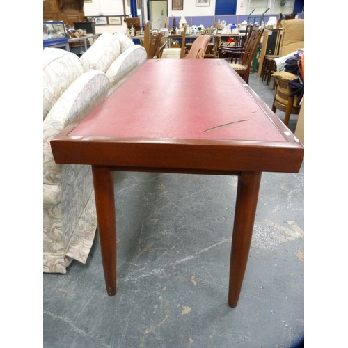 362 - Table with leather-type top.