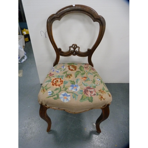 366 - Carved oak carver chair with central motif, a single chair and another.  (3)