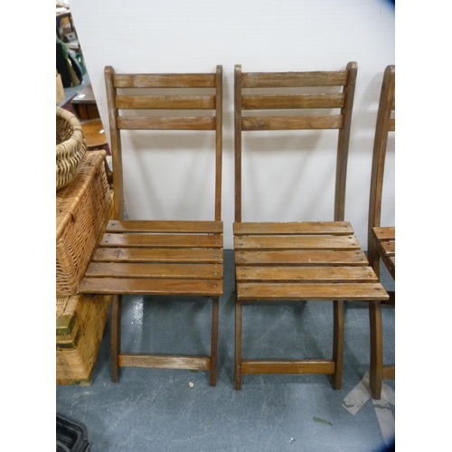 368 - Set of four wooden folding garden chairs.  (4)