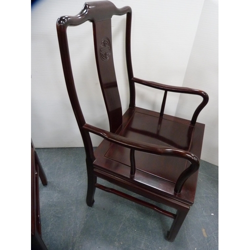 373 - Pair of Chinese-style hardwood open armchairs.