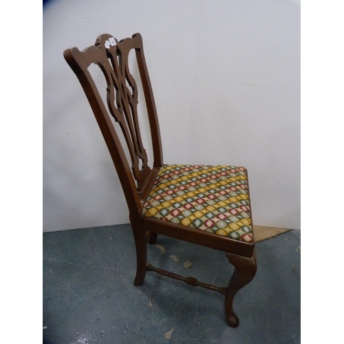 374 - Antique Chippendale-style chair on pad feet, and a similar Hepplewhite-style chair.  (2)