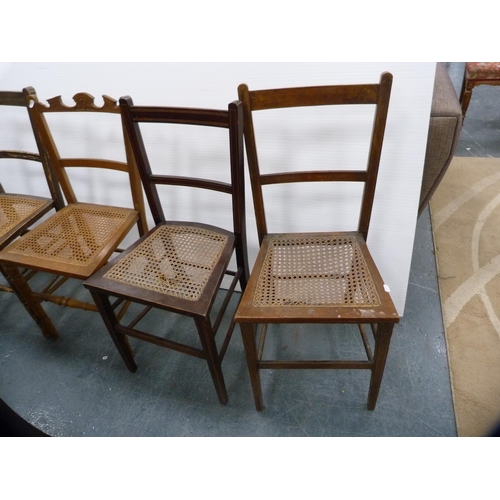 375 - Two pairs of inlaid bedroom chairs and two others.  (6)