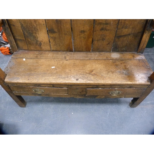 398 - Antique hall seat (a/f with woodworm damage).