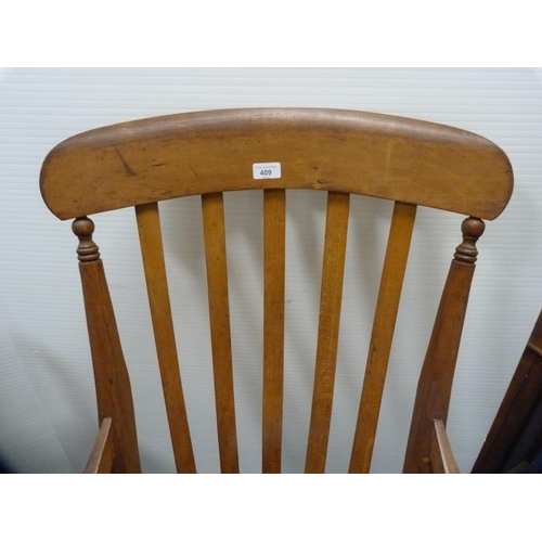 409 - Antique farmhouse rail-back armchair.