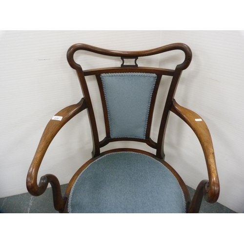 419 - Mahogany elbow chair and a pair of Edwardian parlour chairs.  (3)