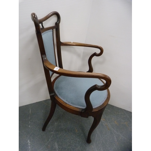 419 - Mahogany elbow chair and a pair of Edwardian parlour chairs.  (3)