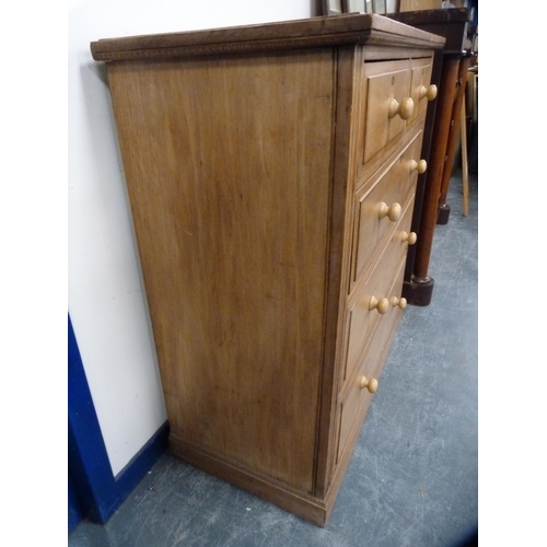 422 - Pine chest of two short and three long drawers.