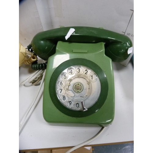 47 - Cream telephone and a green telephone.  (2)