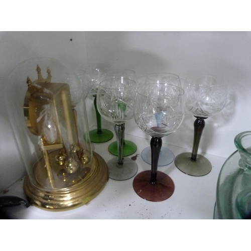 59 - Collection of glassware including tealight holder, decanter etc (one shelf).