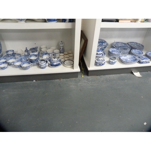 66 - Extensive collection of Spode and Copeland Spode blue and white including tureen and cover, plates, ... 