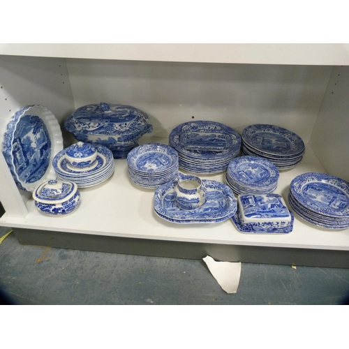 66 - Extensive collection of Spode and Copeland Spode blue and white including tureen and cover, plates, ... 