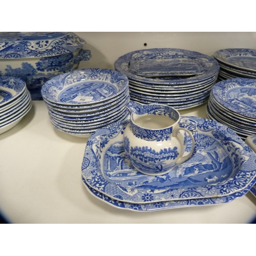 66 - Extensive collection of Spode and Copeland Spode blue and white including tureen and cover, plates, ... 