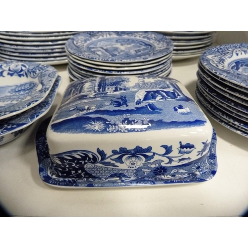 66 - Extensive collection of Spode and Copeland Spode blue and white including tureen and cover, plates, ... 