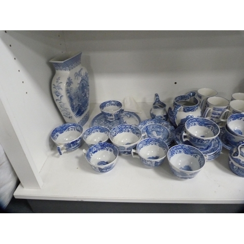 66 - Extensive collection of Spode and Copeland Spode blue and white including tureen and cover, plates, ... 