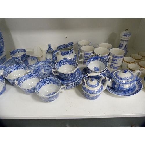 66 - Extensive collection of Spode and Copeland Spode blue and white including tureen and cover, plates, ... 