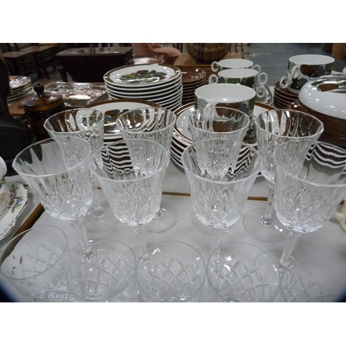 77 - Collection of glassware to include wine glasses,  tumblers, segmented dishes etc.