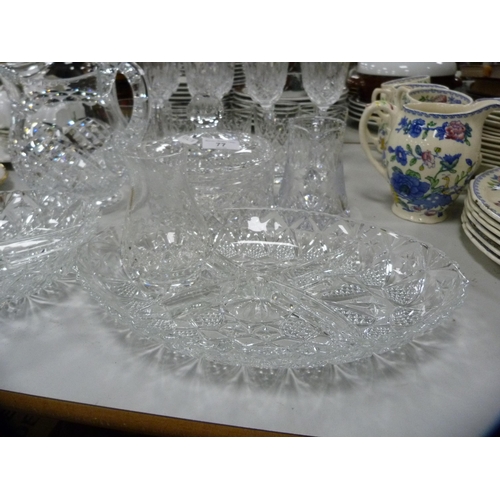 77 - Collection of glassware to include wine glasses,  tumblers, segmented dishes etc.